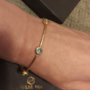 Julie Vos Milano Luxe Bangle - aquamarine crystal